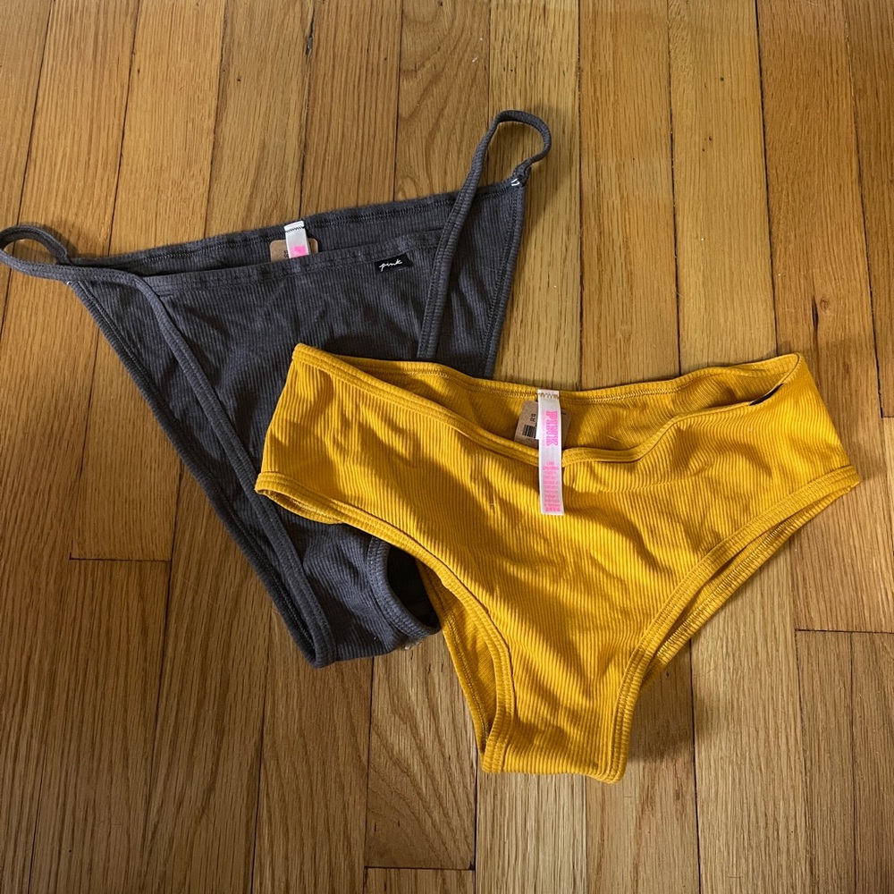 SOLD PINK Victoria's Secret Yellow and Gray Briefs Soft Stretchy Bottoms